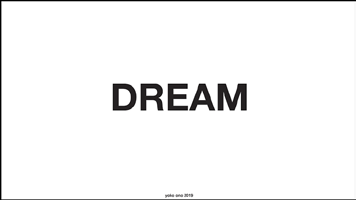 Visuel blanc portant le mot DREAM en noir